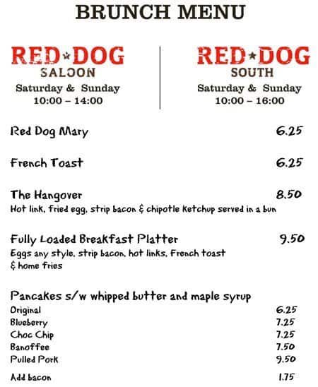 Red Dog Saloon Menu, Menu for Red Dog Saloon, Hoxton, London - Zomato UK