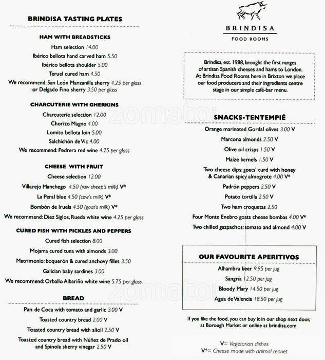 Brindisa Food Rooms Menu Menu For Brindisa Food Rooms