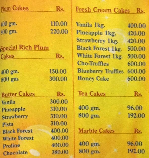 Famous Bakers Menu, Menu podniku Famous Bakers, Kakkanad, Kochi Zomato