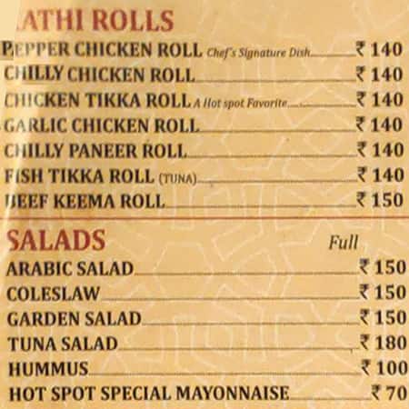 Arabian Nights menu