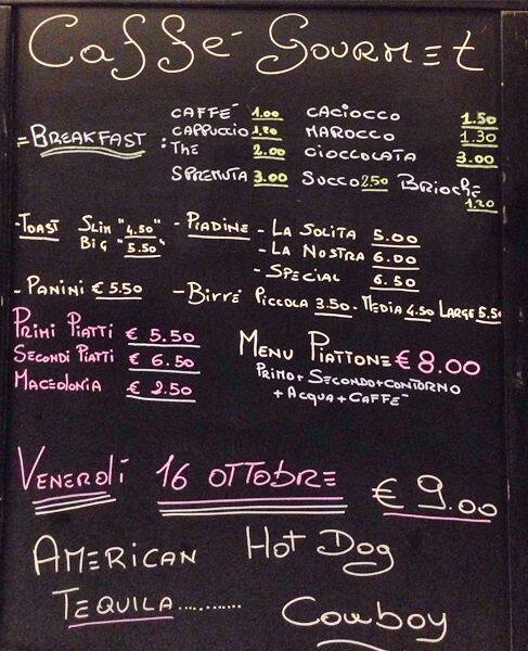 Menu di Caffè Gourmet 