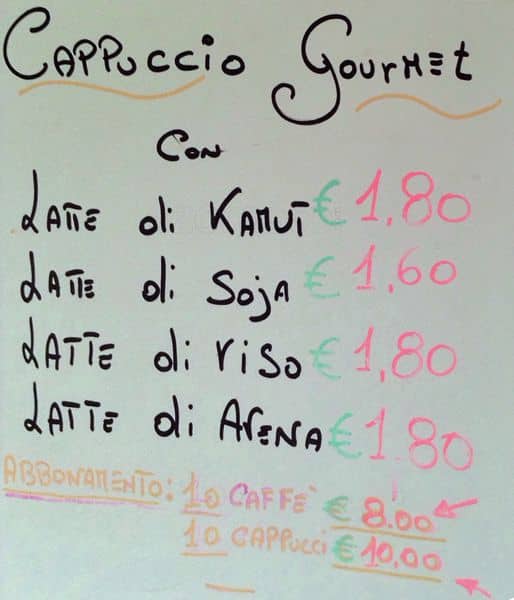 Menu di Caffè Gourmet 