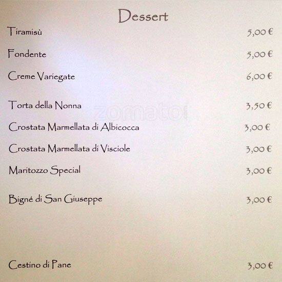 Ristorante L.A.V.R.V.S Speisekarte