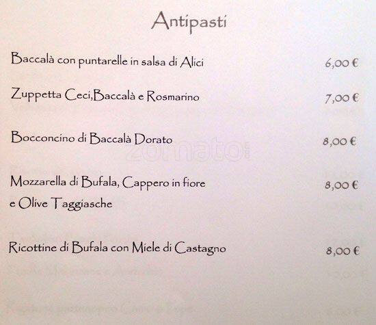 Ristorante L.A.V.R.V.S Speisekarte
