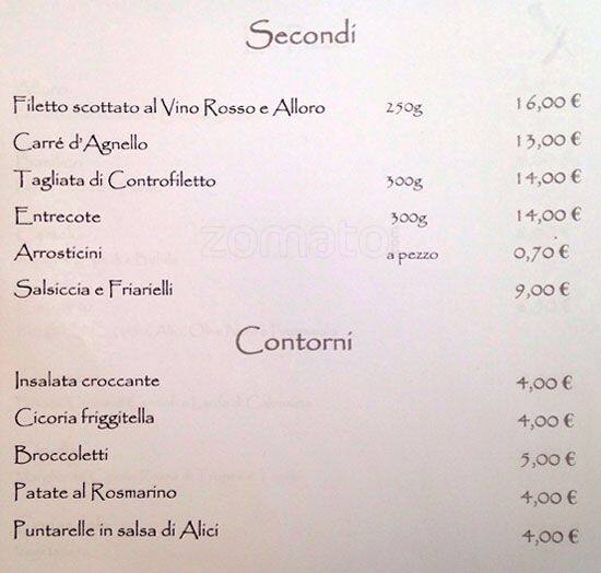 Ristorante L.A.V.R.V.S Speisekarte