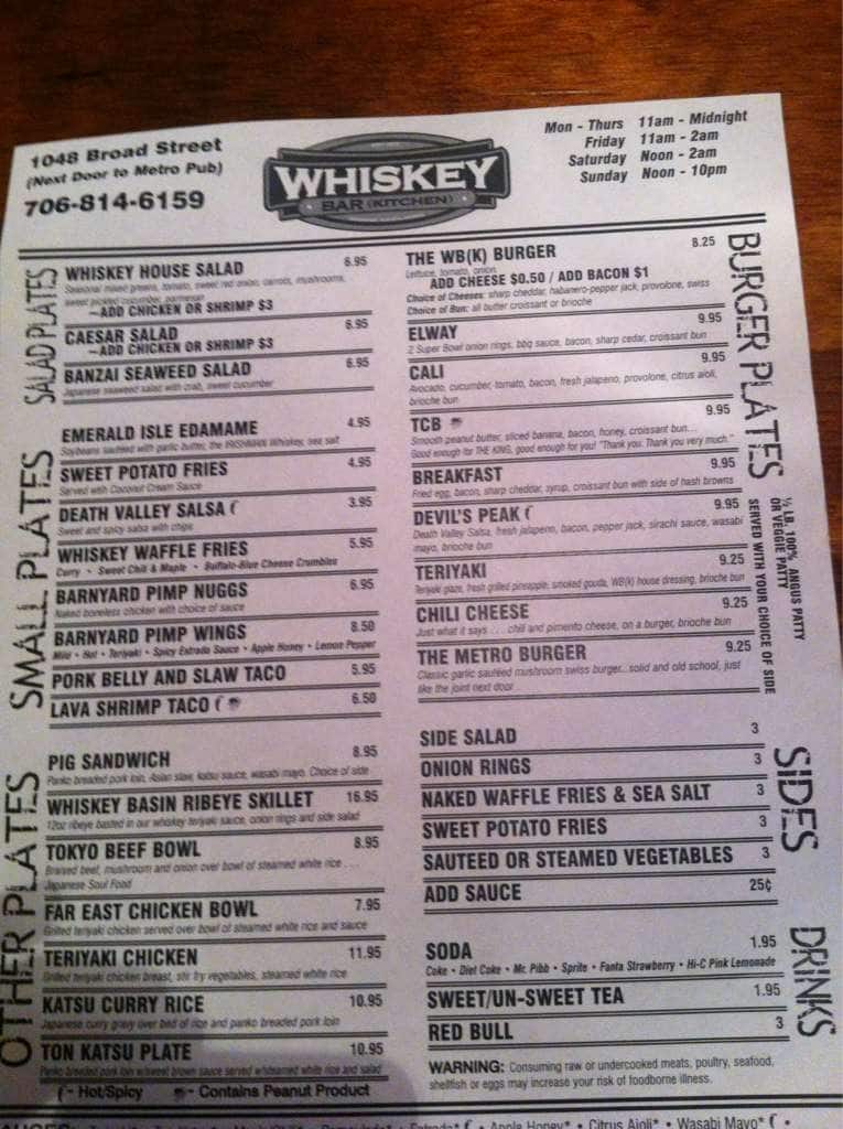 whiskey cake irving menu
