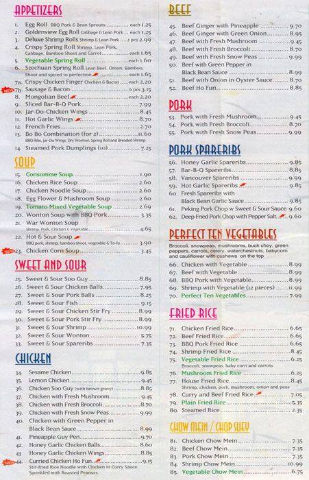 Goldenview Chinese Restaurant menu