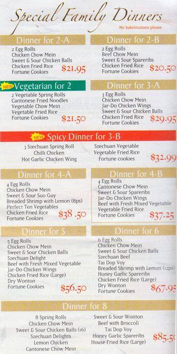 Goldenview Chinese Restaurant menu