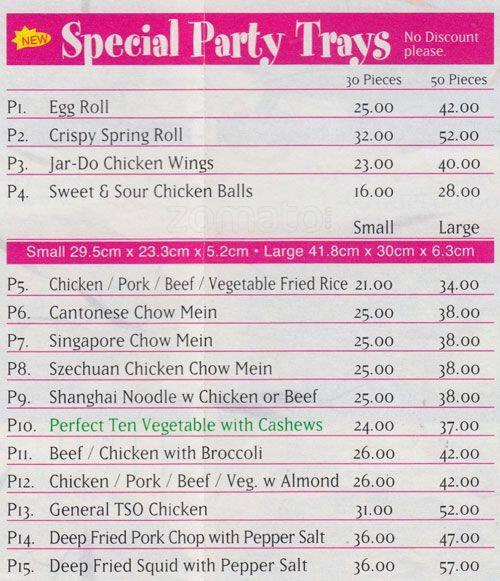 Goldenview Chinese Restaurant menu