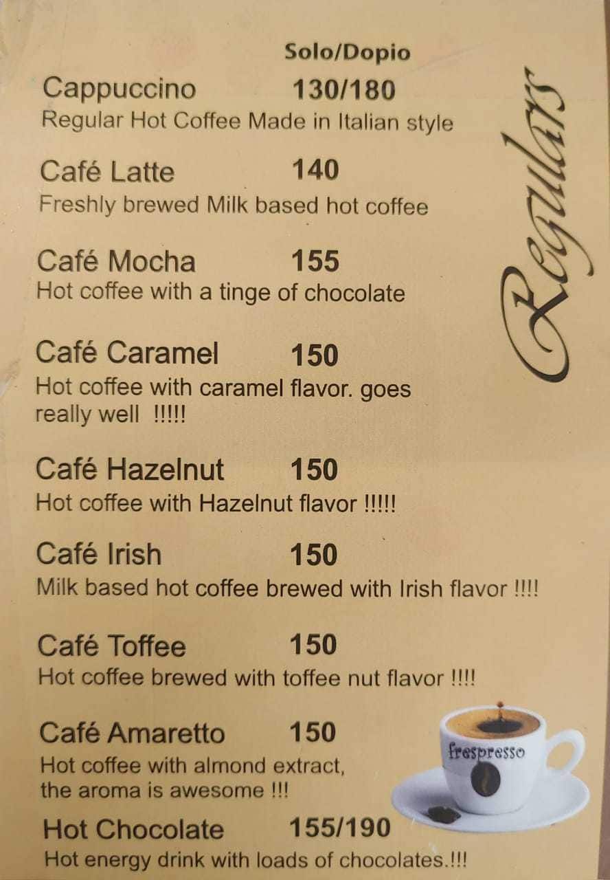 Menu at Café Frespresso and 360 wood fire pizzeria, Jodhpur, Circuit