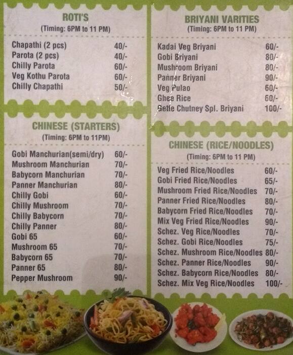 Menu at Getty Chutney, Chennai