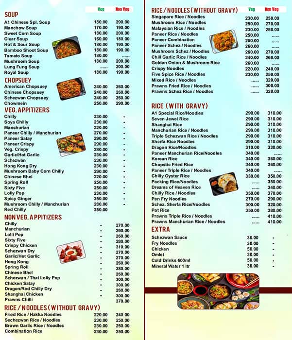 Menu of A 1 Chinese Thane East Thane
