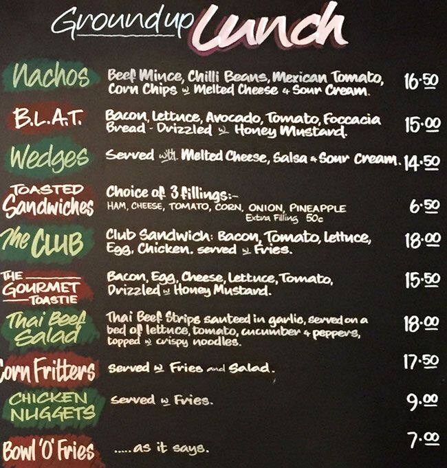 Groundup Cafe Menu Menu For Groundup Cafe Pauatahanui Wellington