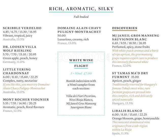 All Bar One menu