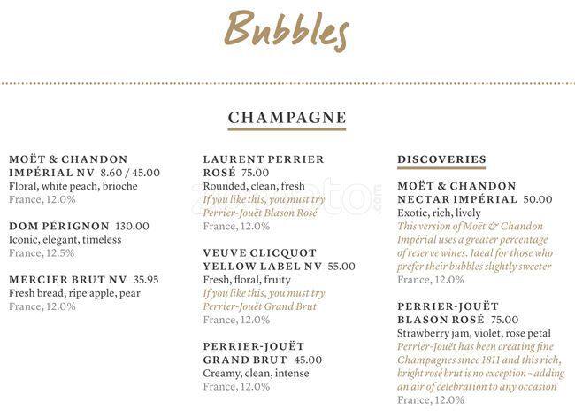 All Bar One menu