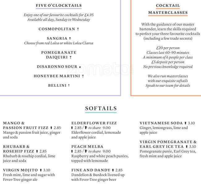 All Bar One menu