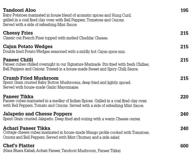 TJ's Brew Works menu