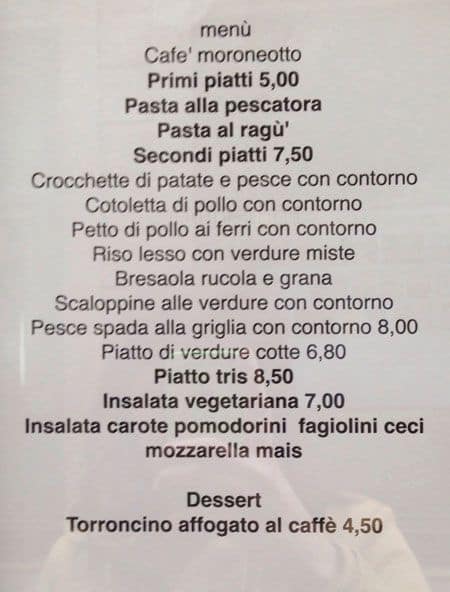 Menu di Café MoroneOtto 