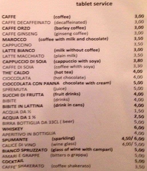 Menu di Café MoroneOtto 