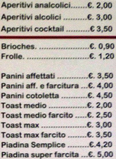 Menu di Trattoria Sun Garden Milano 