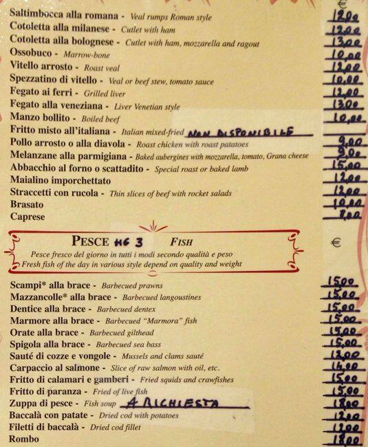 Menu di La Tavernella da Luisa 