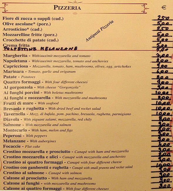 Menu di La Tavernella da Luisa 