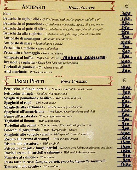 Menu di La Tavernella da Luisa 