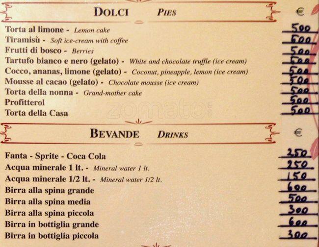 Menu di La Tavernella da Luisa 