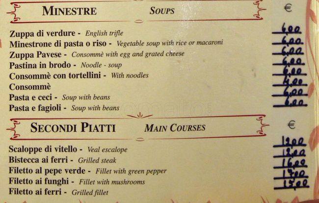 Menu di La Tavernella da Luisa 
