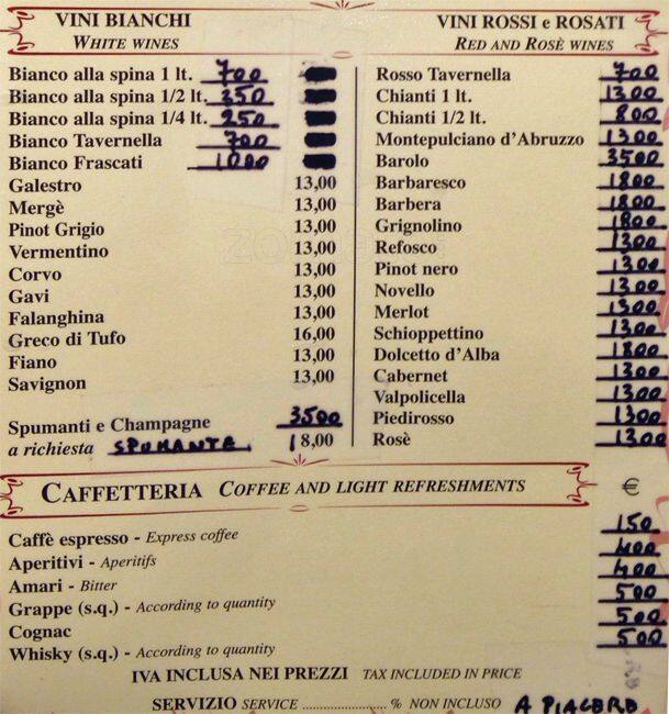 Menu di La Tavernella da Luisa 