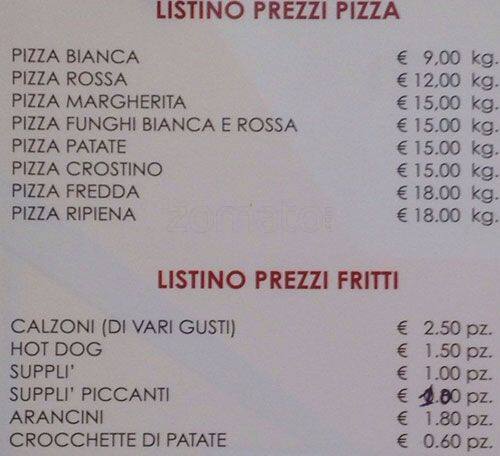 Menu di Compari di Pizza 