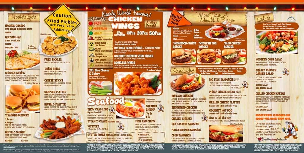Menu at Hooters pub & bar, Dublin, Dublin Blvd