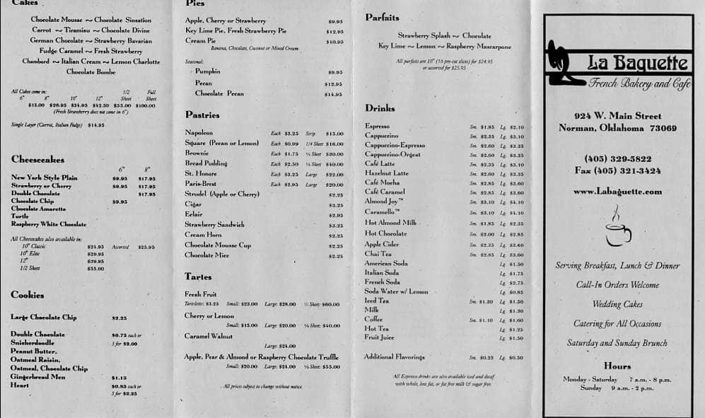La Baguette Restaurant & Bakery Menu Urbanspoon/Zomato