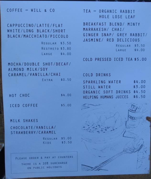 Menu at 26 degree Bakery (formerly Stoneground Bakery), Annandale