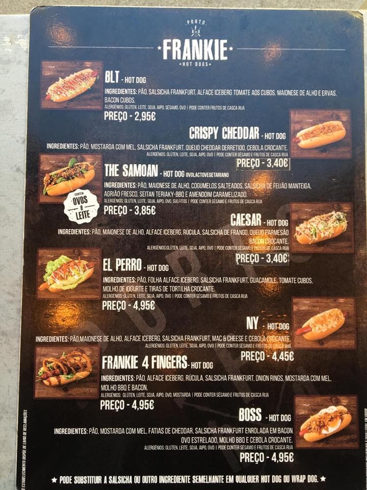Carta del restaurante FRANKIE, Oporto