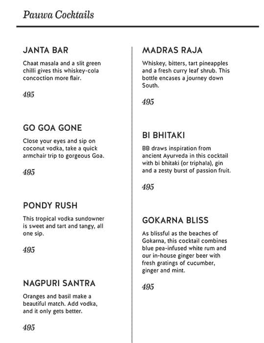 Menu of Bombay Brasserie, Quest Mall, Ballygunge, Kolkata