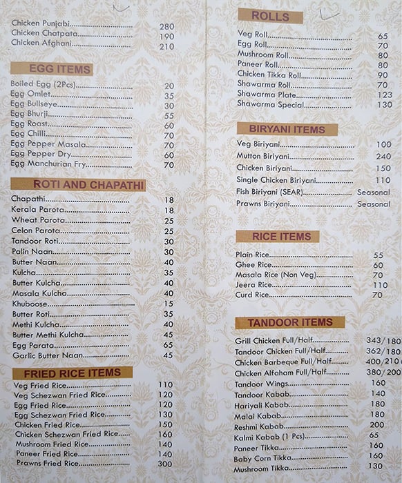 Revoli Inn menu