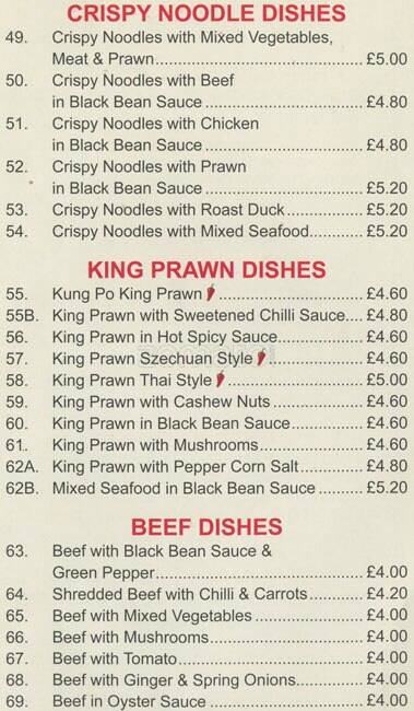 Good Fortune Chinese Takeaway menu