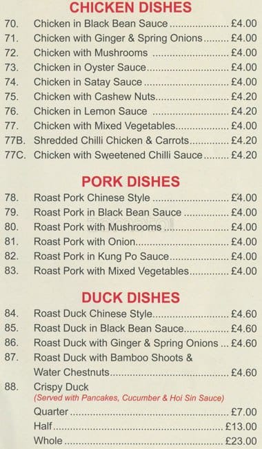 Good Fortune Chinese Takeaway menu
