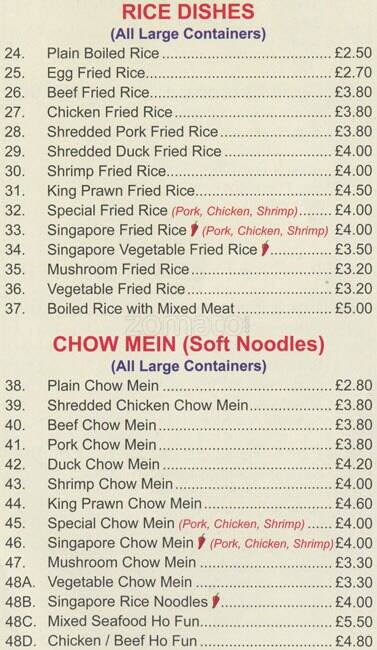Good Fortune Chinese Takeaway menu