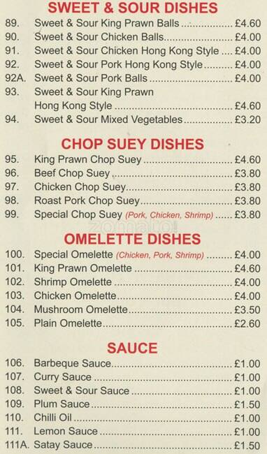 Good Fortune Chinese Takeaway menu