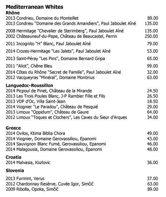 Menu at Galvin La Chapelle restaurant, London