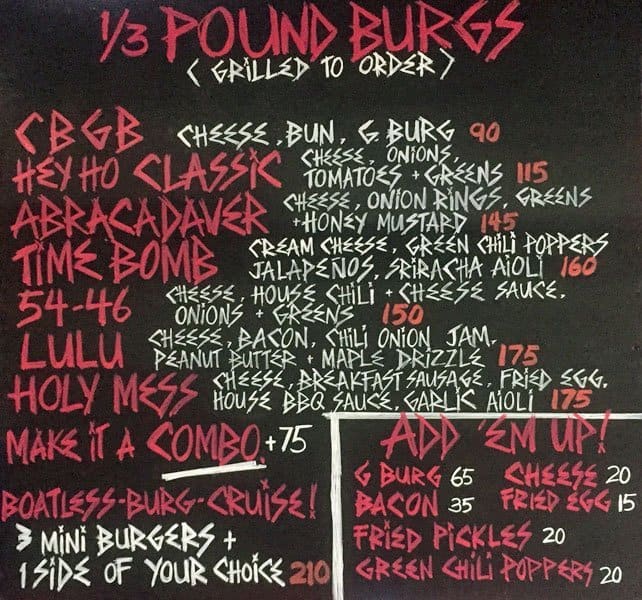 Hey Ho G Burgs Menu, Menu for Hey Ho G Burgs, Tunasan, Muntinlupa City ...