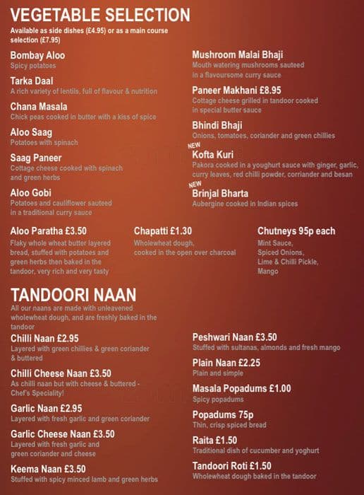 Menu at Charcoal restaurant, Glasgow