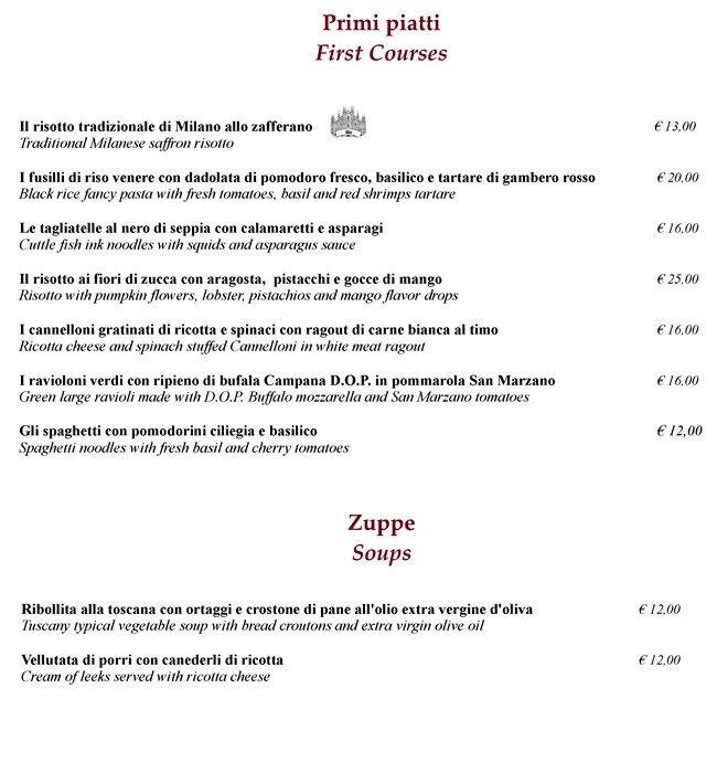 Menu di Hotel Galles Restaurant 