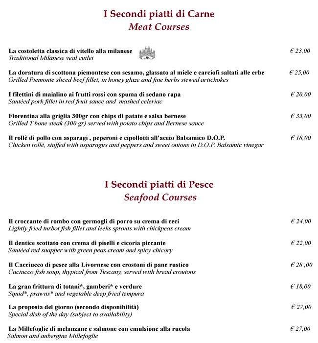 Menu di Hotel Galles Restaurant 