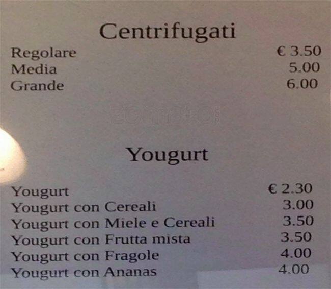 Menu di Bar Ambrosiano 