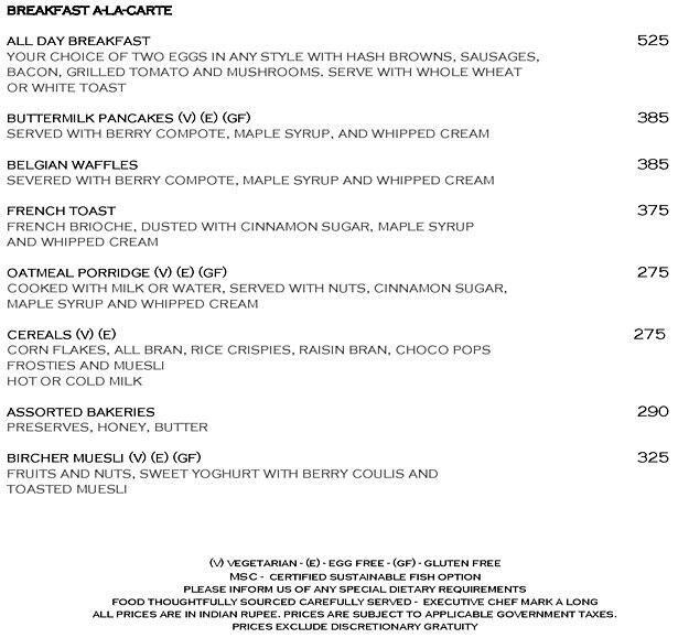 The Dining Room Grand Hyatt Menu Zomato