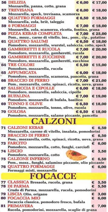 Menu di Pizzeria & Kebab Pace 2 