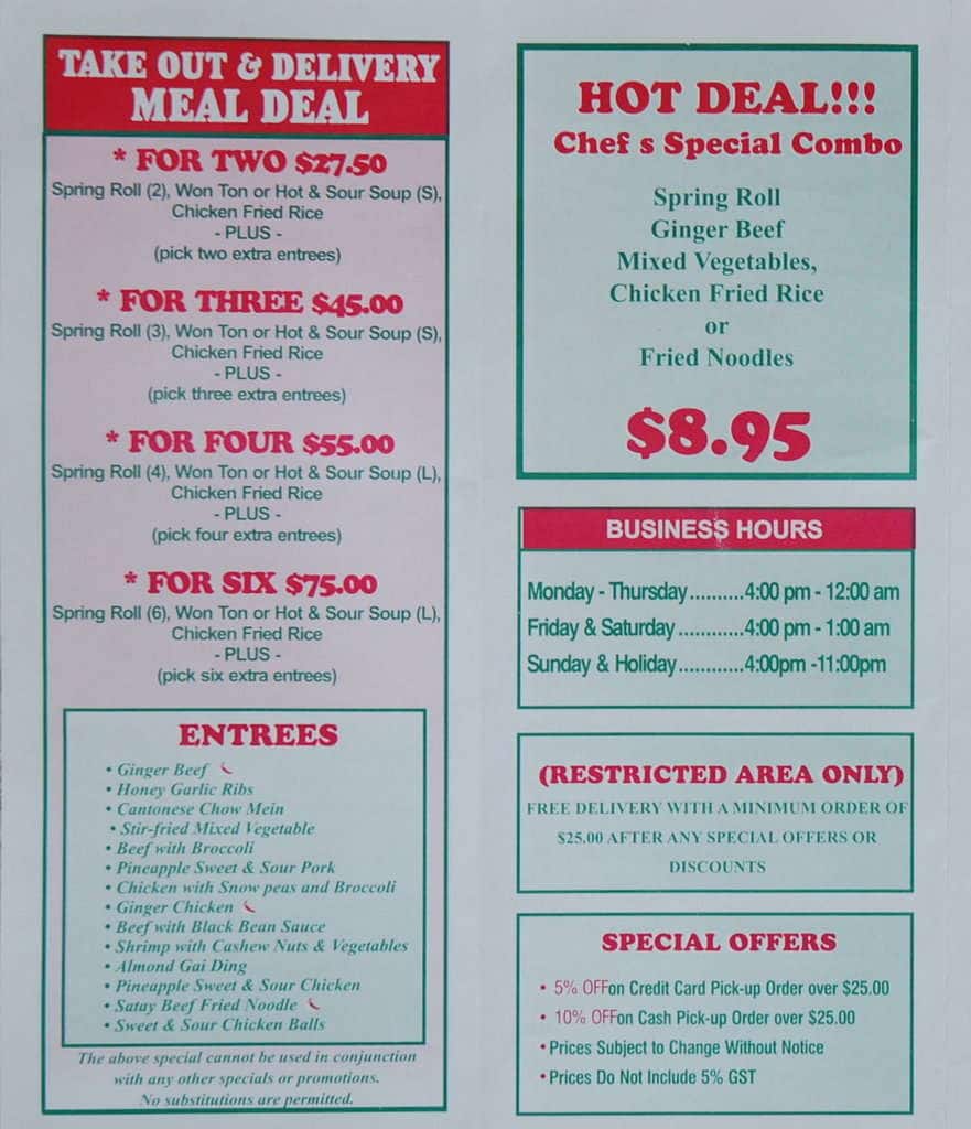 Ginger Beef Express menu